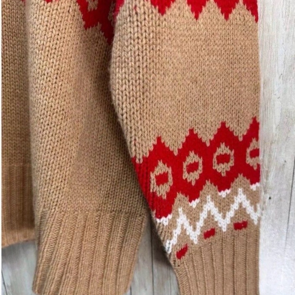 NWT EXQUISITE Vineyard Vines XS Red and Tan oversized SUPER SOFT Sweater♥️ - Picture 5 of 7